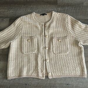 Ann Taylor Cream Textured Cardigan